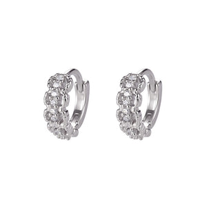 Vintage Scalloped CZ Huggie Hoop Earrings