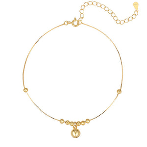 Dainty Silver Bell Bead Charm Stacking Anklet