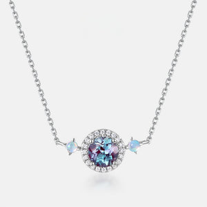 Alexandrite Halo White Opal Choker Necklace