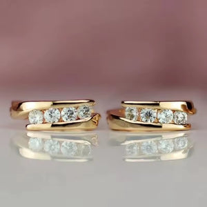 Gold Wave Channel Huggie Hoop Earrings
