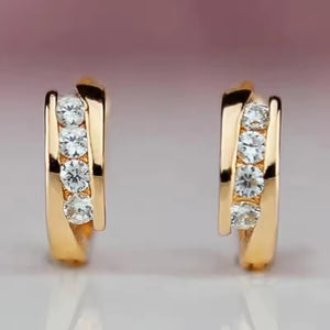 Gold Wave Channel Huggie Hoop Earrings