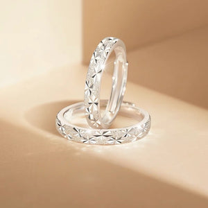 Star Cut Frosted Matte Couple Matching Ring