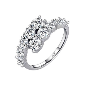 Round Moissanite Pave Graduated Bypass Ring