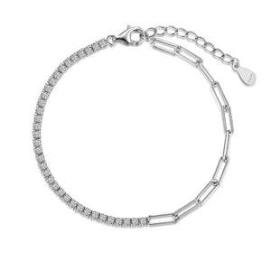 CZ Half Paperclip Half Tennis Chain Bracelet