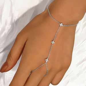 Moissanite Flower Hand Chain Bracelet