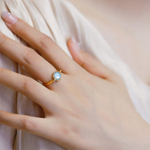 Hexagon Seafoam Mint Amazonite Crown Ring