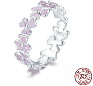 Purple Three Leaf Clover Stacking Ring
