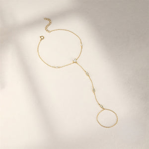 Minimalist Marquise CZ Hand Chain Bracelet