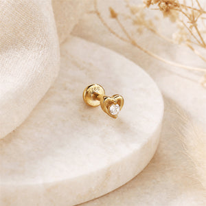 Romantic Crystal Heart Flat Back Stud Earrings