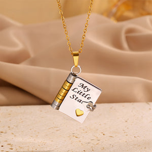 Dainty Daughter Book Love Heart Necklace