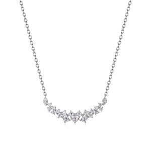 Curved Tiara Cluster Moissanite Bar Necklace