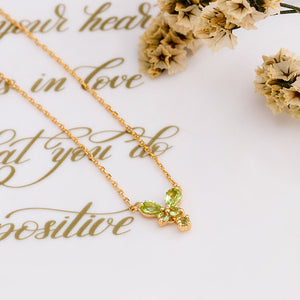 Green Peridot Butterfly Pendant Necklace