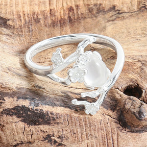 Agate Cherry Blossom Branch Adjustable Ring