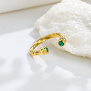 Vintage Cable Wire Crystal Open Cuff Ring