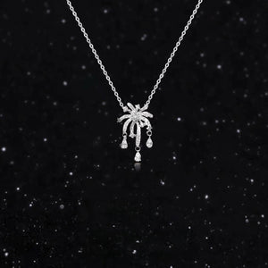 CZ Firework Sparkle Drop Pendant Necklace