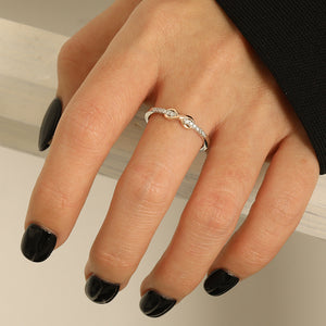 Two Tone Infinity Pink CZ Promise Band Ring