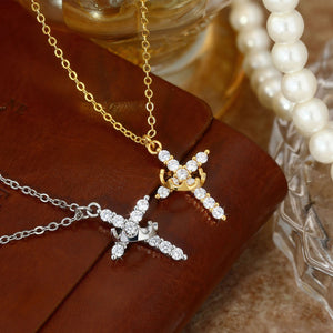 Dainty Crown Cross Pendant Necklace