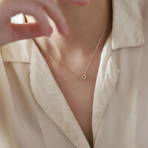 Pavé CZ Interlocking Loop Pendant Necklace