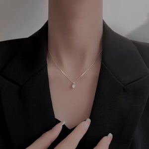 Hollow Teardrop Cage CZ Pendant Necklace