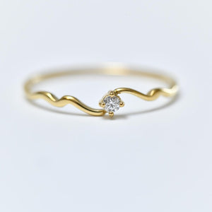 Minimalist Wave Gold Stackable Band Ring