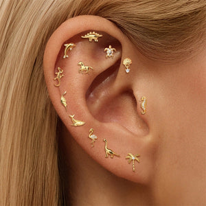 Dainty CZ Sea Turtle Flat Back Stud Earrings