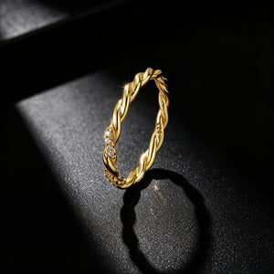 Micro Pavé Twisted Rope Stacking Band Ring