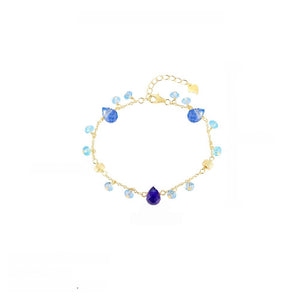Ocean Blue Crystal Teardrop Charm Bracelet