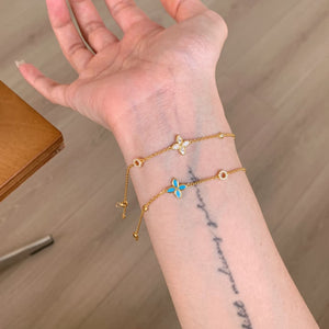 Turquoise Four Leaf Clover Stacking Bracelet