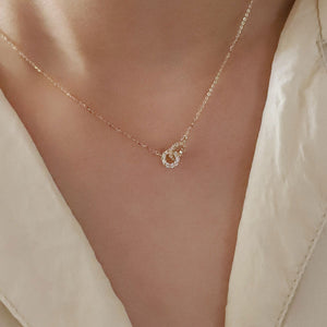 Pavé CZ Interlocking Loop Pendant Necklace