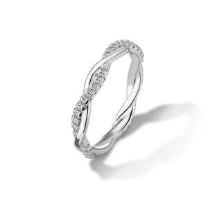 Tiny Pavé CZ Twisted Rope Stacking Band Ring