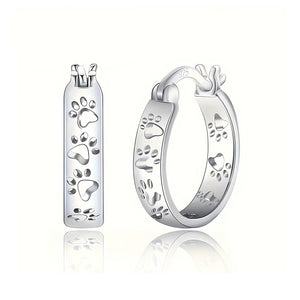 Dainty Hollow Paw Print Hoop Earrings