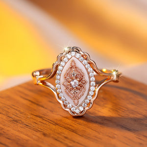 Vintage White Enamel Filigree Halo Band Ring
