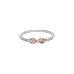 Two Tone Infinity Pink CZ Promise Band Ring