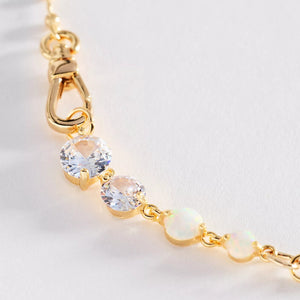 Dainty CZ Opal Asymmetric Ball Chain Necklace