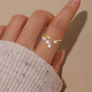 CZ Cascading Dangle Charm Statement Ring