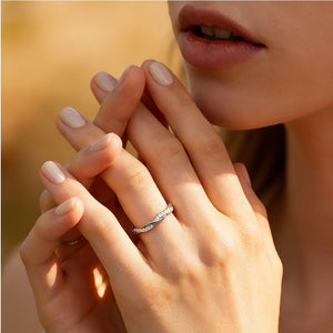 Tiny Pavé CZ Twisted Rope Stacking Band Ring
