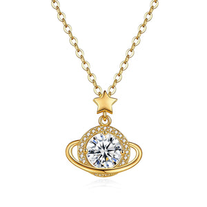 Moissanite Celestial Saturn Planet Necklace