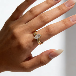 Marquise CZ Chevron V-Shaped Cocktail Ring