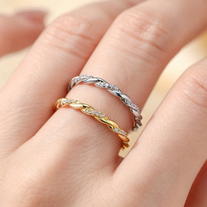 Micro Pavé Twisted Rope Stacking Band Ring