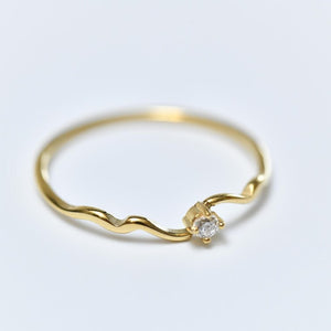 Minimalist Wave Gold Stackable Band Ring