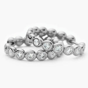 Round Bezel Moissanite Hoop Earrings