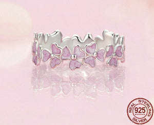 Purple Three Leaf Clover Stacking Ring