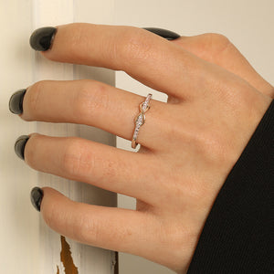 Two Tone Infinity Pink CZ Promise Band Ring