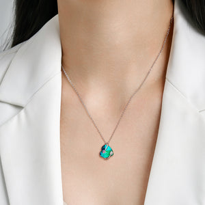 Ocean Blue CZ Cupid Arrow Heart Necklace