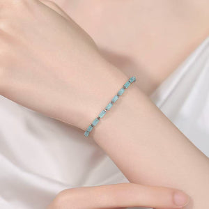 Mint Green Aqua Emerald-Cut Tennis Bracelet