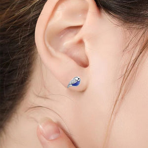 Whimsical Bluebird Enamel Stud Earrings