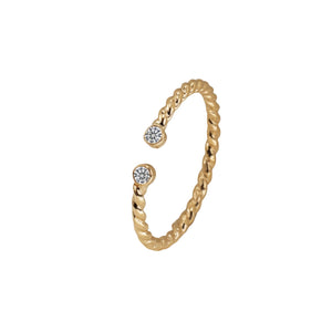 Vintage Twisted Rope Open Cuff Bezel CZ Ring