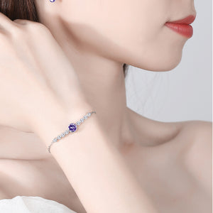 Classic Pastel Round CZ Charm Chain Bracelet