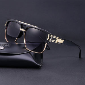 Retro Gold Black Square Frame Sunglasses