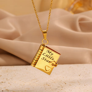 Dainty Daughter Book Love Heart Necklace